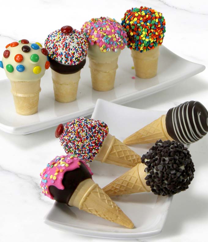 Chocolate Covered Ice Cream Cone Cake Pops