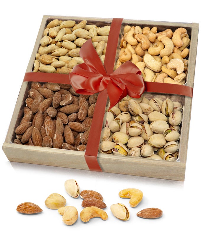 Fancy Assorted Nuts in a Wood Tray