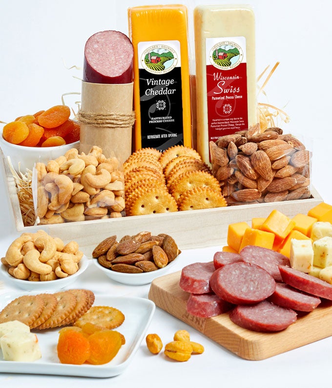 Cheese, Sausage, Crackers, & Nuts Tray
