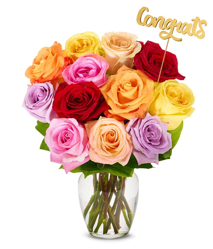 Hooray Rainbow Rose Bouquet