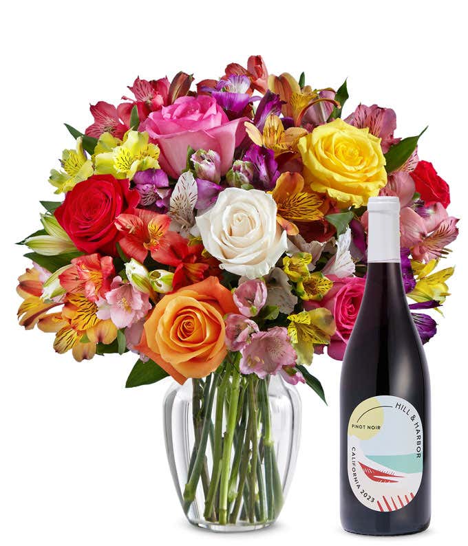 Roses & Lilies with Red Wine