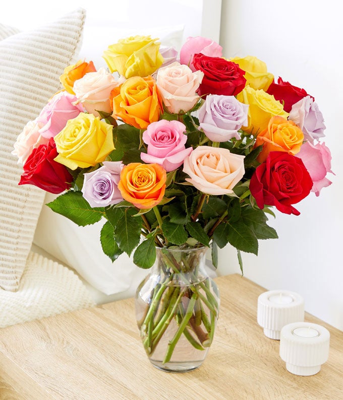 Two Dozen Rainbow Roses