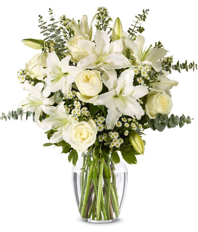 With All Our Sympathy Lily Arrangement
