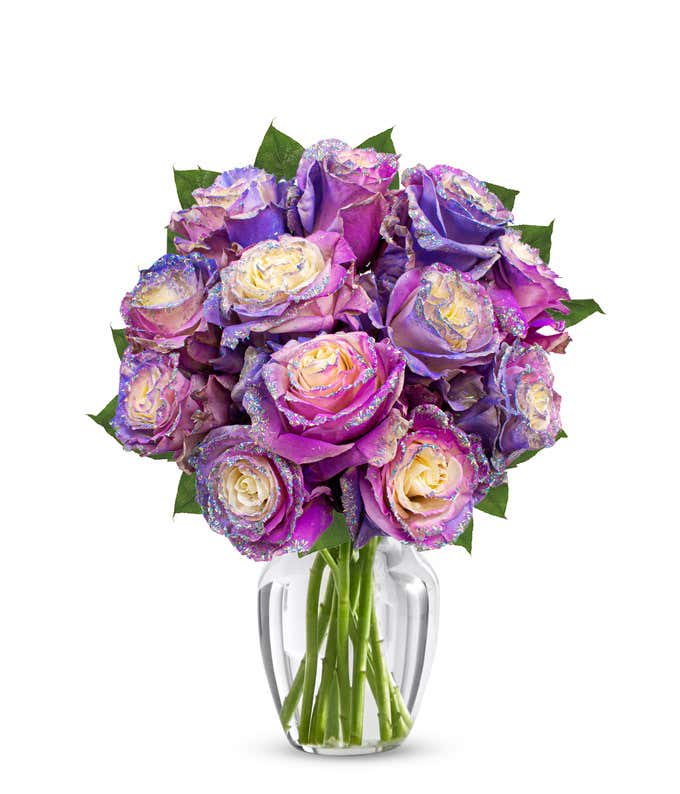 Purple Pastel Glitter Roses 