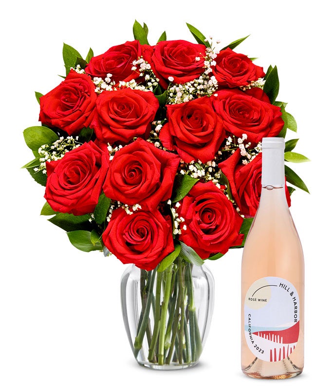 One Dozen Red Roses and Ros