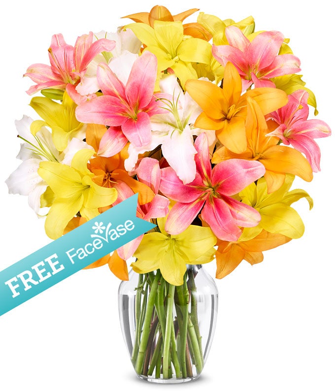 Free Facevase with Beautiful Lillies
