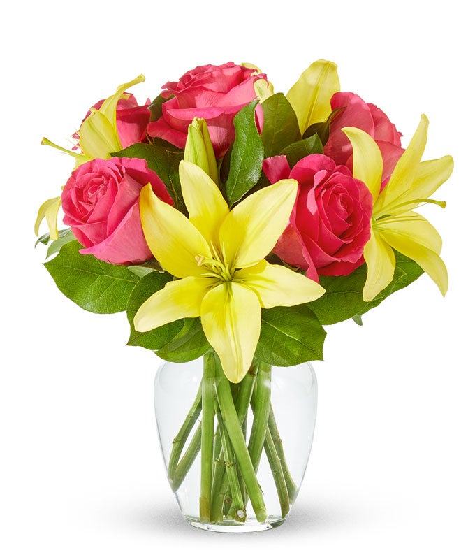 Strawberry Lemonade Rose & Lily Bouquet