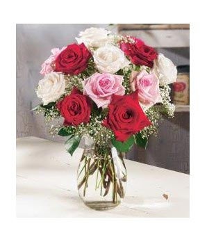 One Dozen Assorted Sweetheart Roses
