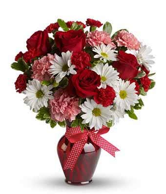 Hugs and Kisses Bouquet with Red Roses
