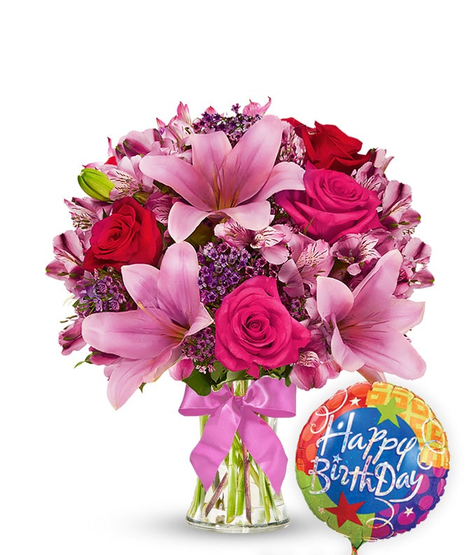 Lily & Rose Celebration with Birthday Balloon