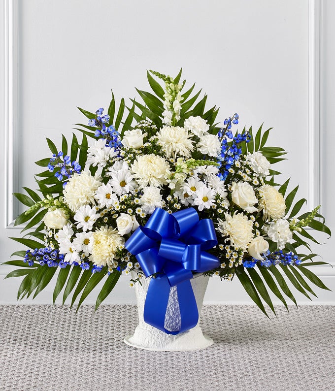 Blue & White Sympathy Floor Basket