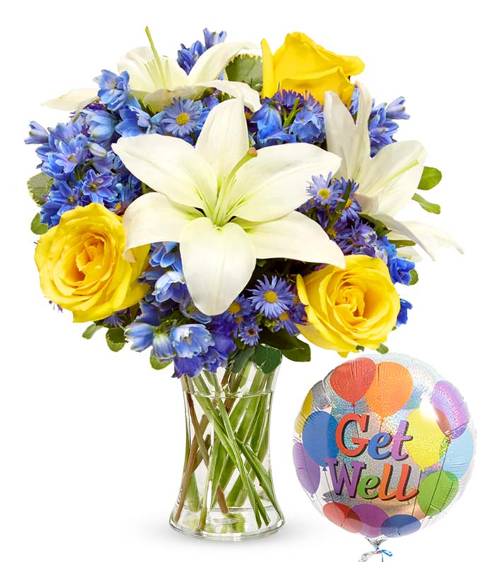 Blue Skies and Sunshine with Get Well Balloon