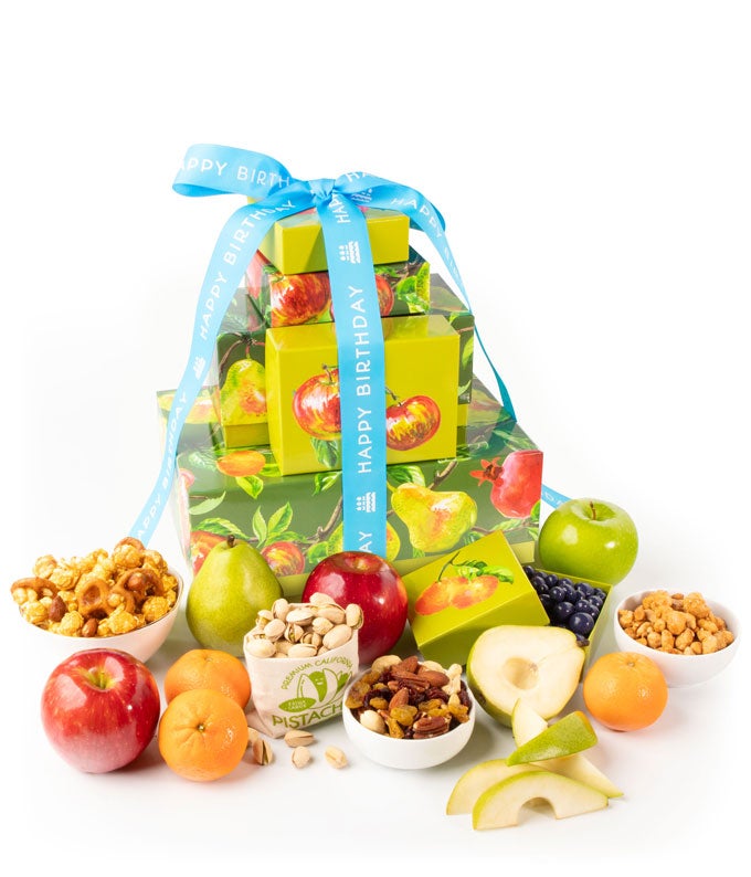 Fruit, Nuts, & Sweets Birthday Gift Tower