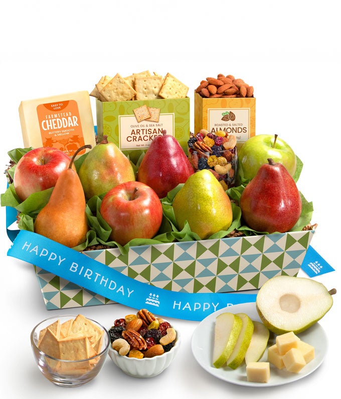 Classic Cheese & Fruit Birthday Gift Basket