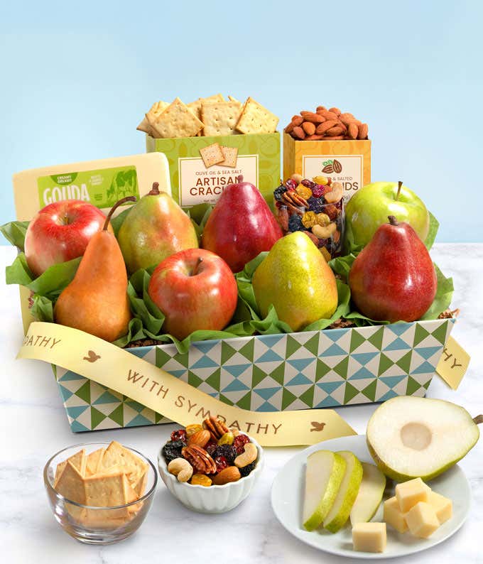 Classic Cheese & Fruit Sympathy Gift Basket