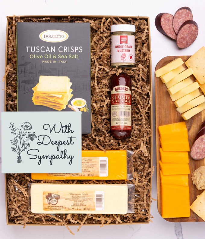 With Sympathy Cheese & Meat Gift Box