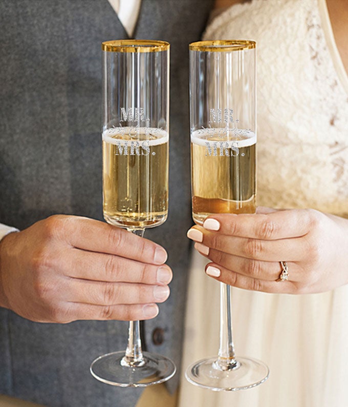 Mr. & Mrs. Engraved Champagne Flutes