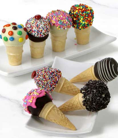 Chocolate Covered Ice Cream Cone Cake Pops 