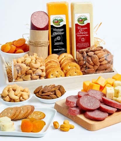Cheese,&nbsp;Sausage, Crackers, & Nuts Tray