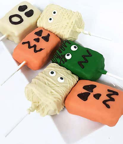 Halloween Chocolate Covered Crispy Pops