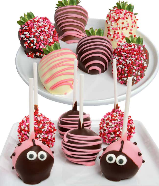 Ladybug Cake Pops and Chocolate Covered Strawberries 