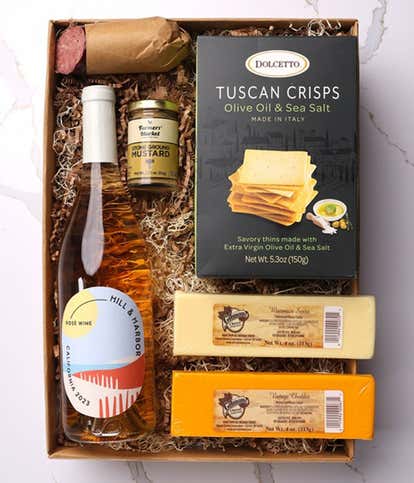 Cheese, Meat & California Ros&eacute; Wine Gift Box