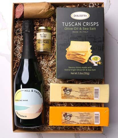 Meat & Cheese Gift Box with Sparkling Wine