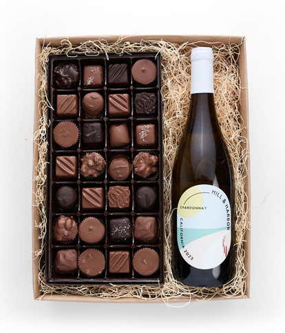 Gourmet Chocolates & California White Wine Gift Box