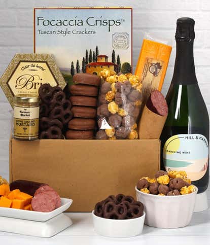 Sweet & Savory Gourmet Gift Box with Sparkling Wine