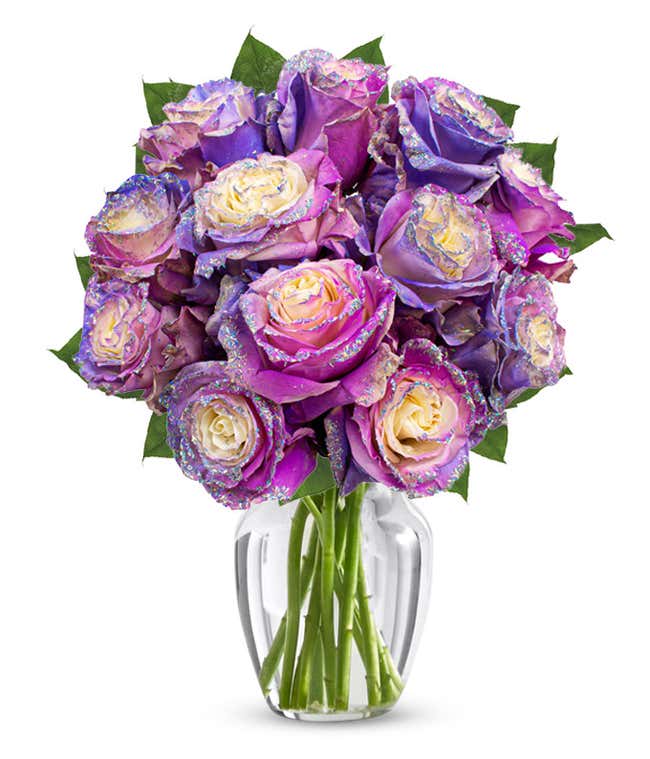 Purple Pastel Glitter Roses 