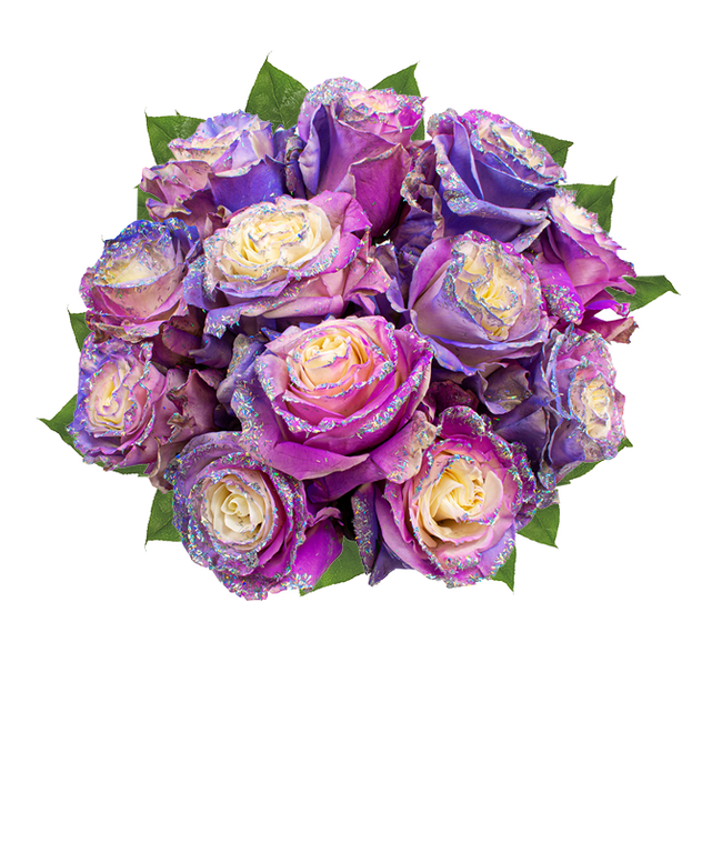 Partial image of Purple Pastel Glitter Roses  without vase.