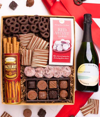Sweet Treats Chocolate Gift Box with California Sparkling Wine
