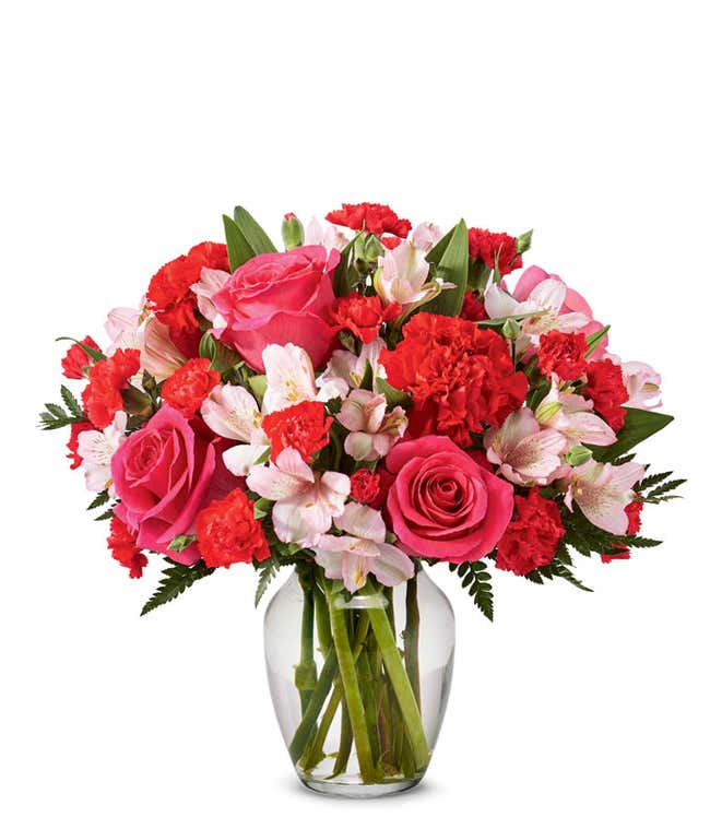 roses, carnations and alstroemeria bouquet