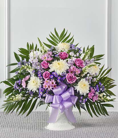 Lavender & White Sympathy Floor Basket