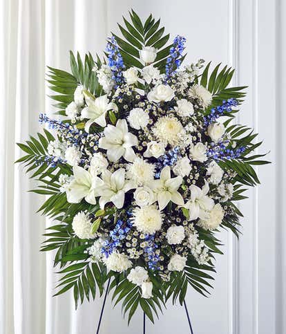 Blue & White Sympathy Standing Spray