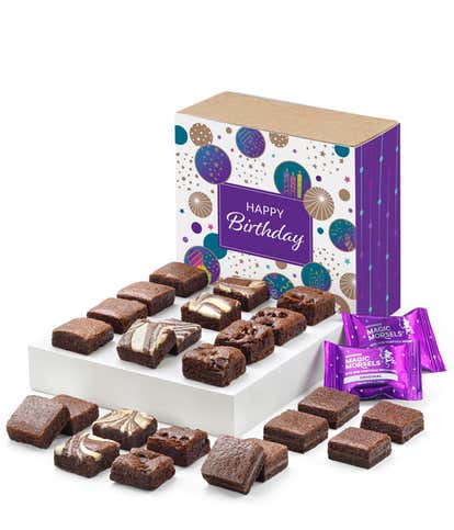 Happy Birthday Nut-Free Two Dozen Fairytale Brownie Morsels