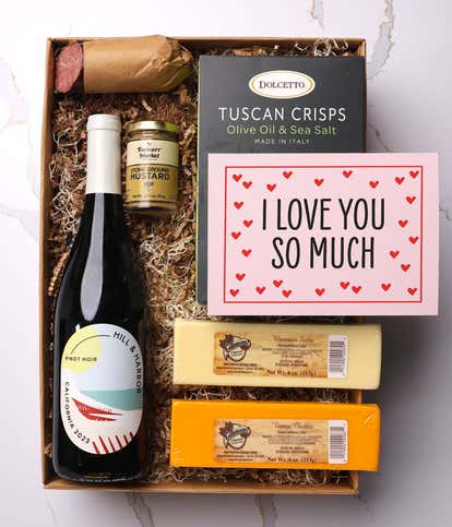 I Love You! Cheese, Meat & Red Wine Gift Box