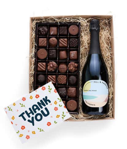 Thank You Gourmet Chocolates with California Sparkling Wine