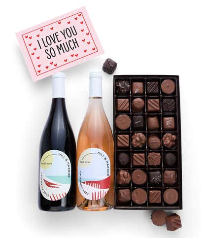 I Love You! Gourmet Chocolates with California Red & Ros&eacute; Wine