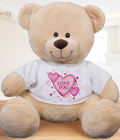 Conversation Hearts Stuffed Bear
